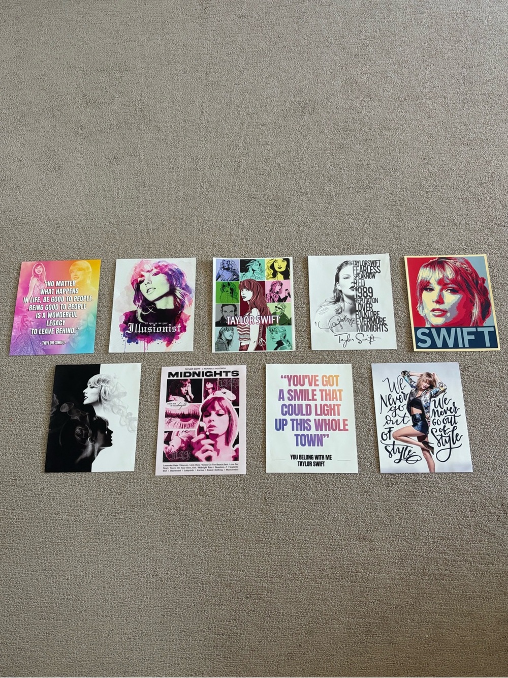 Taylor Swift Multi-Print Colorful 8x10 flat Canvas material Set of prints
